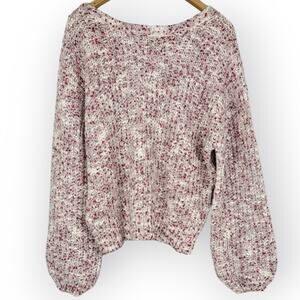 NA-KD Deep Neck Melange Sweater Small-Medium Cozy Cottagecore Feminine Romantic